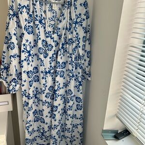 H&M White Dress with Blue Floral Pattern